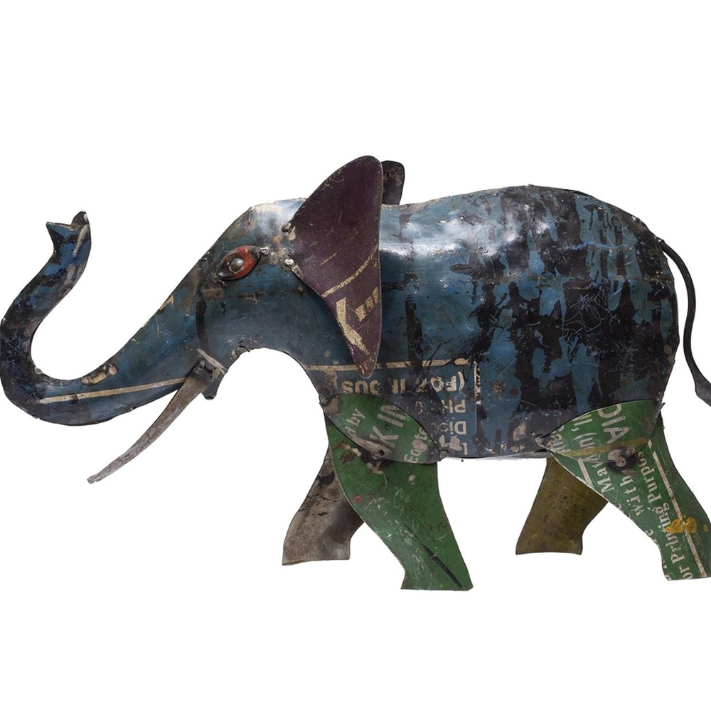 Unique Handmade Recycled Iron Metal Elephant (Big) Sculpture Decor Folk Art NEW